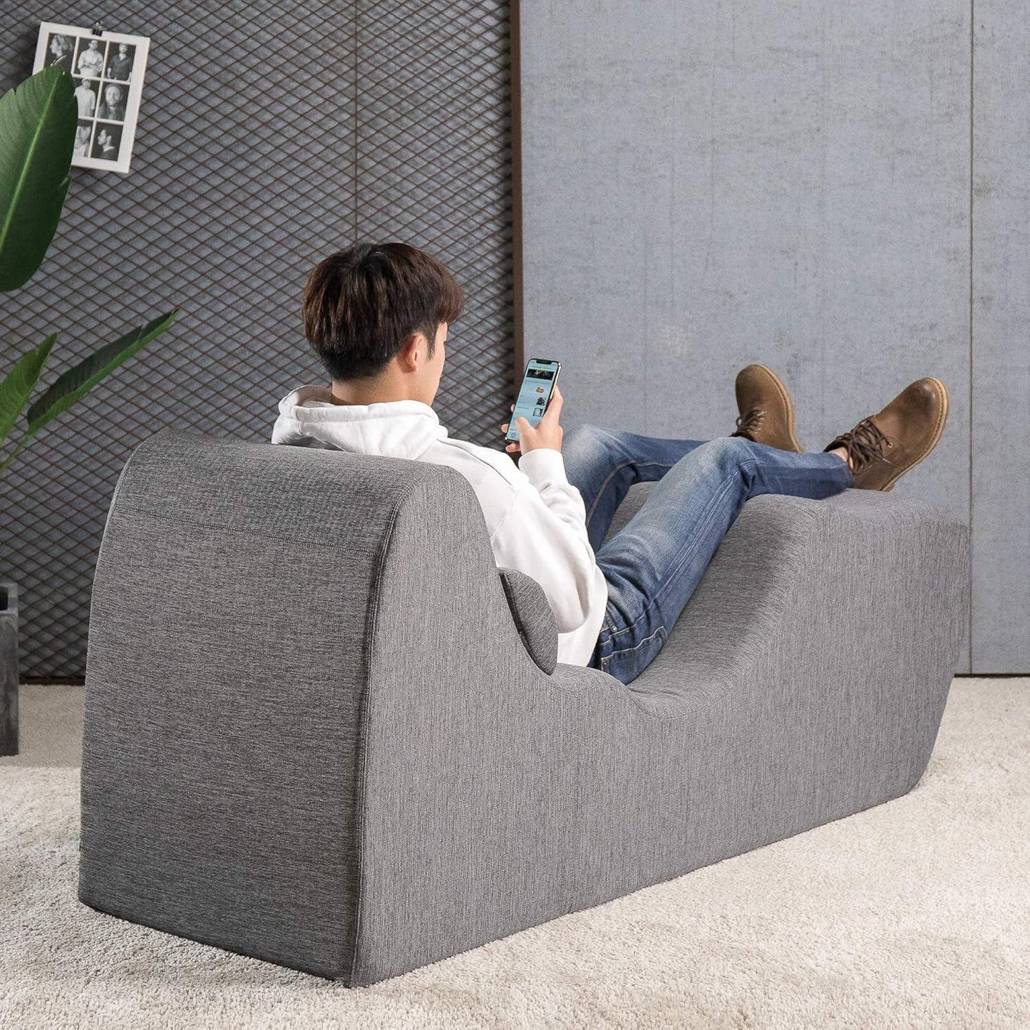 Zero Gravity Chaise Lounger Ergonomic Foam Support Grey