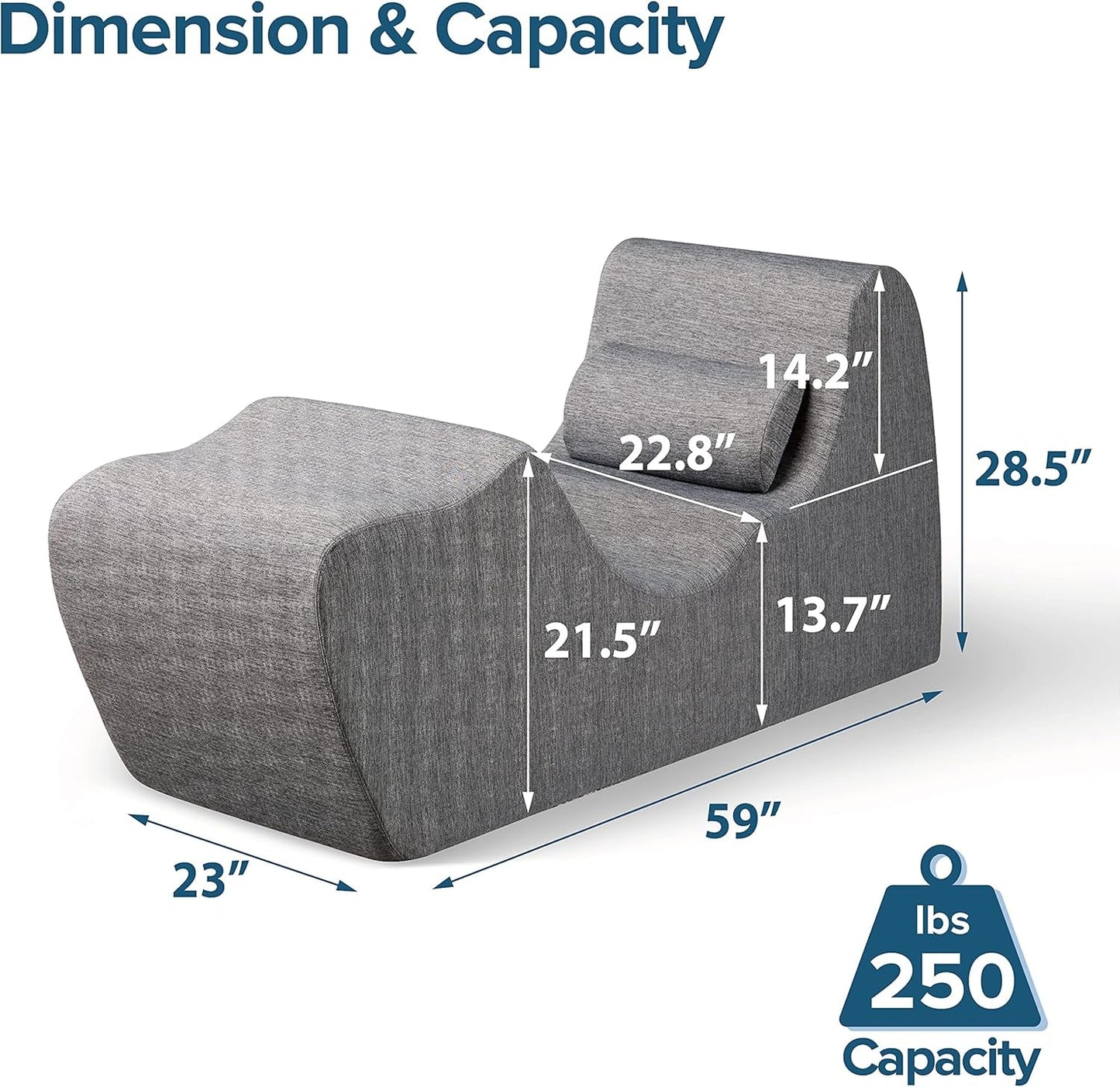 Zero Gravity Chaise Lounger Ergonomic Foam Support Grey