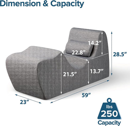 Zero Gravity Chaise Lounger Ergonomic Foam Support Grey