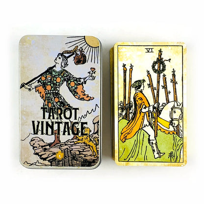 Metal Box Gilded Tarot Vintage Cards Divination Deck With Paper