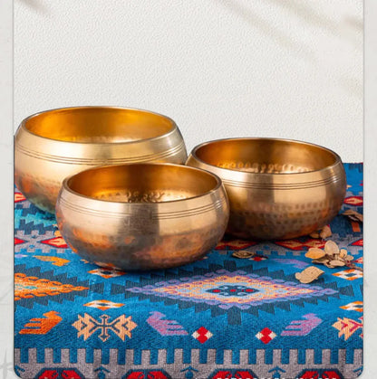 Tibetan Handmade Brass Singing Bowl, Yoga Meditation Bowl for Sound