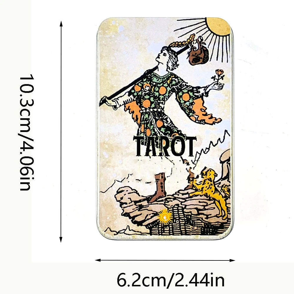 Metal Box Gilded Tarot Vintage Cards Divination Deck With Paper