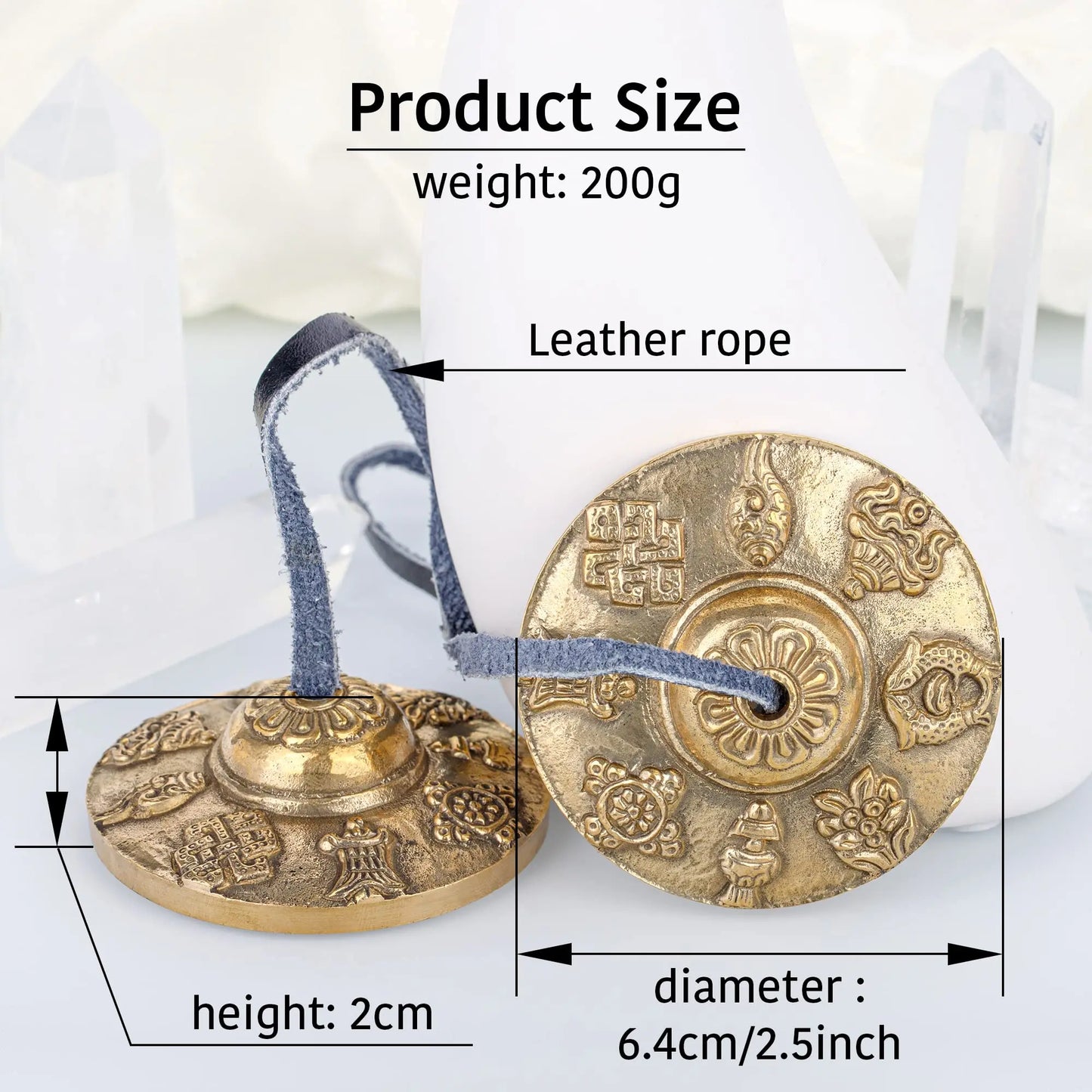 Tibetan Tingsha Cymbals 2pcs, Meditation Sanskrit Brass Chime Bells