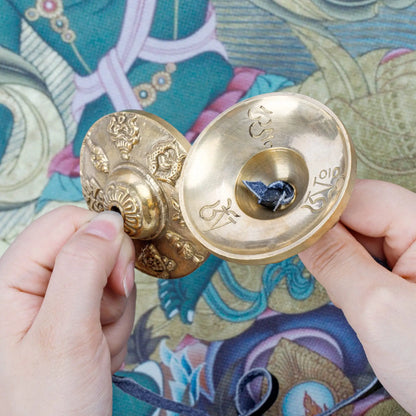 Tibetan Tingsha Cymbals 2pcs, Meditation Sanskrit Brass Chime Bells