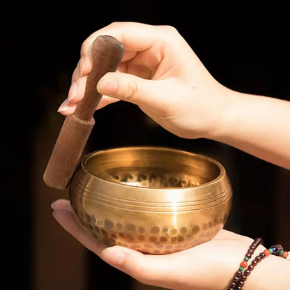Tibetan Handmade Brass Singing Bowl, Yoga Meditation Bowl for Sound